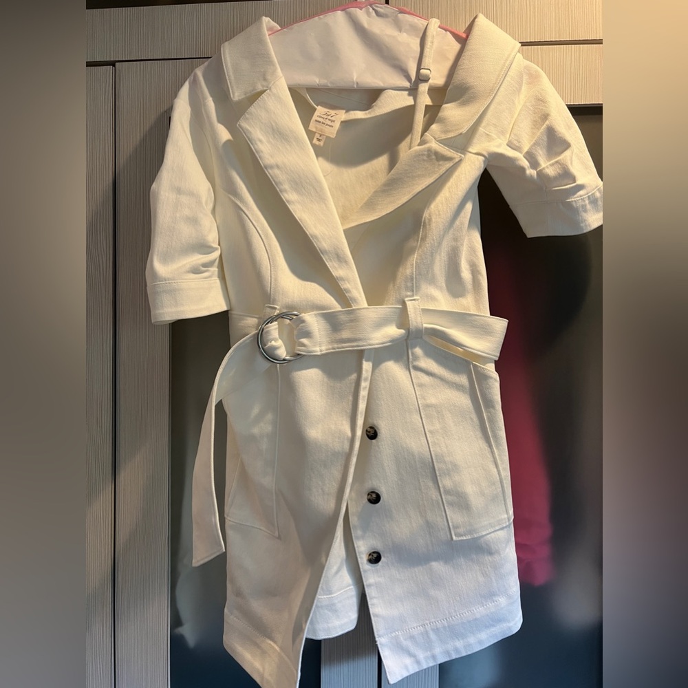 Cute Cinq-A-Sept asymmetrical white, off the shoulder mini dress